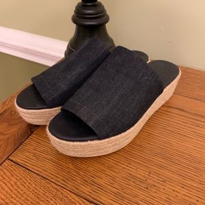 Denim Slide platform sandals